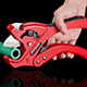 Fast adjustment on the tube's outer diameter with the telescopic ratchet guide.
